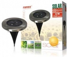 Ranex Ra-5000389 Ronde Led Solar Grondspot Geborsteld Rvs Glas