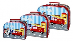 Simply for Kids 3-delige Kofferset Brandweerauto's
