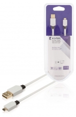 Konig KNM60410W10 Platte Usb 2,0 Kabel A Male - Micro B Male 1,00 M Wit