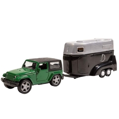 City Die-Cast Jeep met Paardentrailer Groen/Zwart