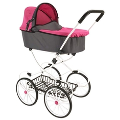 Retro Poppenwagen Roze/Grijs