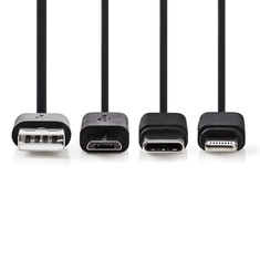Nedis CCGP60620BK10 3-in-1 Sync And Charge-kabel Usb-a Male - Micro B Male / Type-c ? Male / App