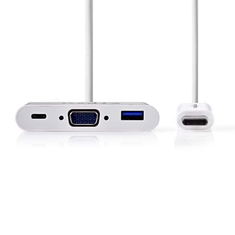 Nedis CCGP64760WT02 Usb-c ?-adapterkabel Type-c ? Male - Usb-a Female + Type-c Female + Vga Fema