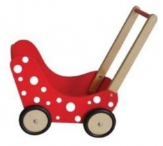 Simply for Kids Houten Poppenwagen Stippeltje Rood