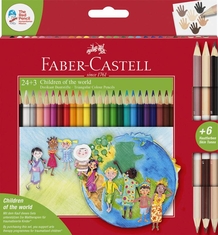 Faber Castell FC-201745 Kleurpotloden Driekant Children Of The World In Etui &aacute; 24+3 Stuks