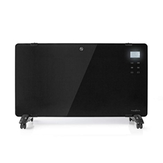Nedis HTPL20FBK Glazen Paneel Convectorkachel Thermostaat Lcd-scherm 2 Warmtestanden Staand / Wa
