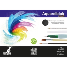 Kangaro K-5311 Aquarelblok 24x17 cm 300 Gram 16 Vel Zwart