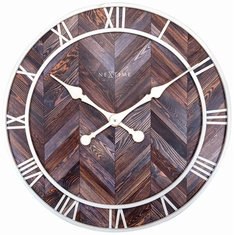 NeXtime NE-3245BR - Wandklok -  58 Cm - Hout/Metaal - Donkerbruin - 'Roman Vintage'