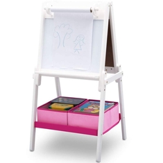 Delta Children TE87600GN-130 Houten Dubbelzijdig Krijtbord/Whiteboard + Papierrol Wit