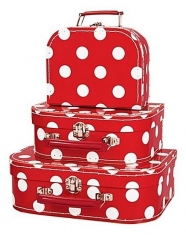 Simply for Kids 3-Delige Kofferset Polkadot Rood