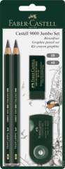 Faber Castell FC-119398 Potloodset Faber-Castell 9000 Jumbo 2B. 4B. Gum. En Sljiper