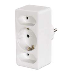 Hama 3-Way Multi-Plug 2 Euro Sockets/1 Socket With Earth Contact White
