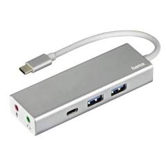 Hama USB-3.1-Type-C-hub 1:3 Aluminium 2x USB-A USB-C 3.5-mm-audio Bus-pow.