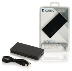 Konig CSU2ACR200BL Alles-in-1 Geheugenkaartlezer Usb 2,0