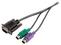 Valueline VLCP59850B20 Kvm Kabel Vga Male - 2x Ps2 Male - Vga Female - 2x Ps2 Male 2.00 M Zwart