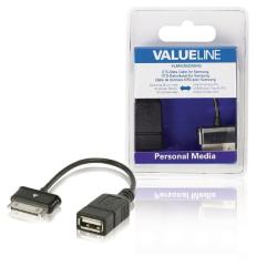 Valueline VLMB39205B02 Otg Data Kabel voor Samsung 30-pins Mannelijk - Usb A Vrouwelijk Zwart 0,