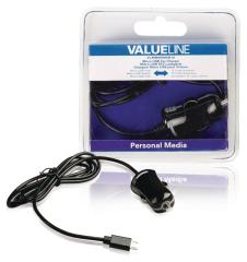 Valueline VLMB60890B10 Micro-usb-autolader Micro Usb Male - 12v Autoaansluiting 1,00 M Zwart 2,1