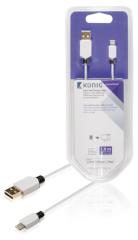 Konig KNM39300W10 Sync And Charge Kabel 8-pins Lightning Male - Usb 2,0 A Male 1,00 M Wit