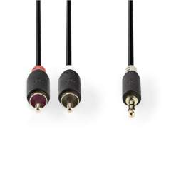 Nedis CABW22200AT10 Stereo Audiokabel 3.5 Mm Male - 2x Rca Male 1.0 M Antraciet