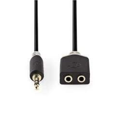 Nedis CABW22100AT02 Stereo Audiokabel 3.5 Mm Male - 2x 3.5 Mm Female 0.2 M Antraciet