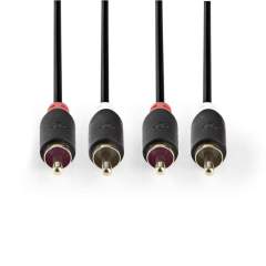 Nedis CABW24200AT10 Stereo Audiokabel 2x Rca Male - 2x Rca Male 1.0 M Antraciet