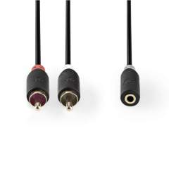 Nedis CABW22255AT02 Stereo Audiokabel 2x Rca Male - 3.5 Mm Female 0.2 M Antraciet