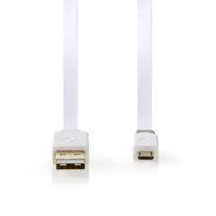 Nedis CCBP60500WT10 Usb 2.0-kabel Plat A Male - Micro-b Male 1.0 M Wit