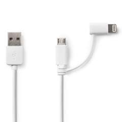 Nedis CCGP39400WT10 2-in-1 Sync And Charge-kabel Usb-a Male - Micro-b Male / Apple Lightning 8-p