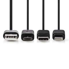 Nedis CCGP60620BK10 3-in-1 Sync And Charge-kabel Usb-a Male - Micro B Male / Type-c ? Male / App