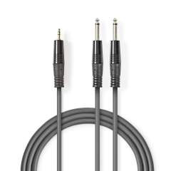 Nedis COTH23200GY50 Stereo Audiokabel 2x 6.35 Mm Male - 3.5 Mm Male 5.0 M Grijs