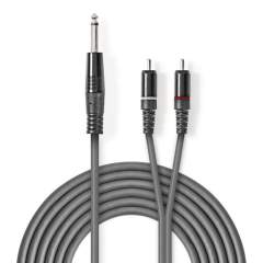Nedis COTH23300GY15 Stereo Audiokabel 6.35 Mm Male - 2x Rca Male 1.5 M Grijs