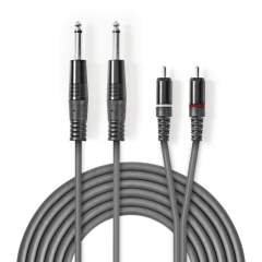 Nedis COTH23320GY15 Stereo Audiokabel 2x 6.35 Mm Male - 2x Rca Male 1.5 M Grijs