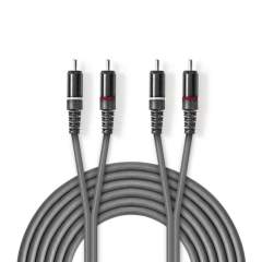 Nedis COTH24200GY50 Stereo Audiokabel 2x Rca Male - 2x Rca Male 5.0 M Grijs