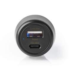 Nedis CCPD18W100BK Autolader 3.0 A Usb-a / Usb-c Power Delivery 18 W Zwart