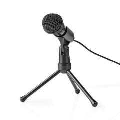 Nedis MICTJ100BK Bedrade Microfoon Aan/uitknop Met Standaard 3.5 Mm
