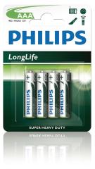 Philips R03 Longlife AAA Batterij 4 Stuks