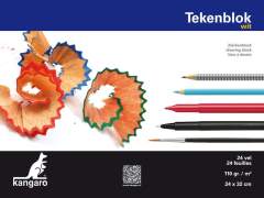 Kangaro K-5586 Tekenblok A4+ (24x32cm) 110 Gram 24 Vel Wit