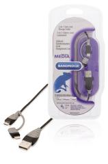 Bandridge BBM39400B10 2-in-1 Data En Oplaadkabel Usb Micro-b Male + Lightningadapter - A Male 1,