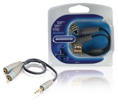 Bandridge BAL3200 Stereo Audiokabel 3,5 Mm Male - 2x 3,5 Mm Female 0,20 M Blauw