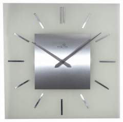 NeXtime NE-3148 Wandklok 40 X 40 Cm. Melkglas. 'Stripe Square' Radio Controlled