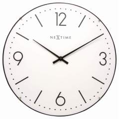 NeXtime NE-3157WI Wandklok Dia. 35 Cm. Bol Glas. Wit. 'Basic Dome'