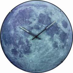 NeXtime NE-3164 Wandklok Dia. 35 Cm. Bol Glas. 'blauw Moon Dome'
