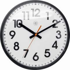 NeXtime NX-7308ZW Wandklok NXT Diam. 26cm Kunststof Zwart. Witte Wijzerplaat