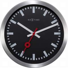 NeXtime NE-3998STZW Wandklok 'Station' 19 Cm. Geborsteld Aluminium Zwart