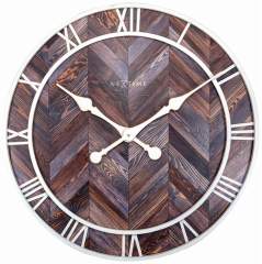 NeXtime NE-3245BR - Wandklok -  58 Cm - Hout/Metaal - Donkerbruin - 'Roman Vintage'