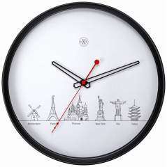 NeXtime NX-7350 Wandklok NXt Worldtour Dia 30cm Kunststof Zwart