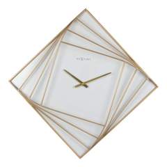 NeXtime NE-3268 Turning Square Wandklok Groot 85 cm Goud/Wit/Metaal